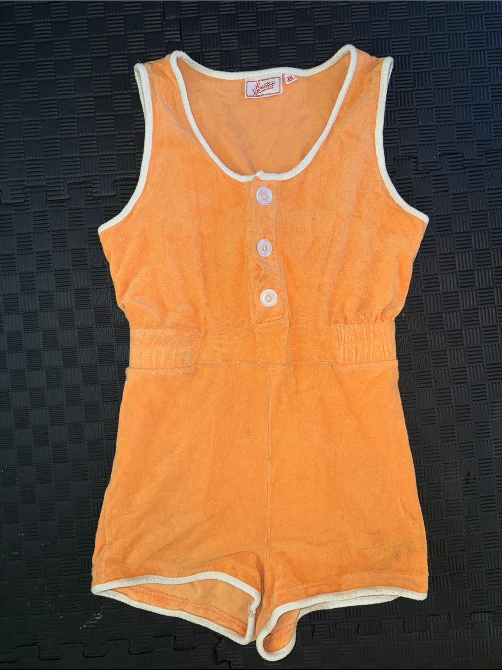 Hammies Vintage Orange Terry Romper with Contrast Trim